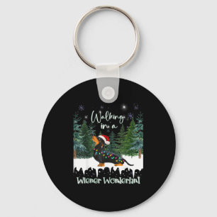 Walking In A Wiener Wonderland Dachshund  Key Ring