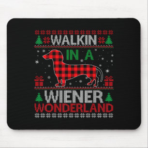 Walking In A Wiener Wonderland Funny Dachshund Chr Mouse Mat
