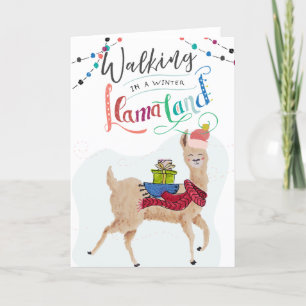 Walking in a Winter Llama Land Thank You Card