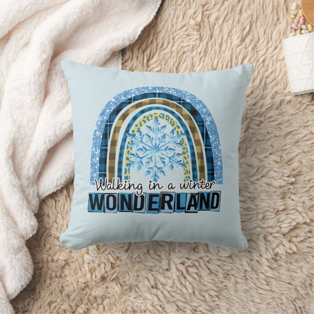 Walking in a Winter Wonderland | Blue Rainbow Cushion (Blanket)