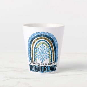 Walking in a Winter Wonderland Blue Rainbow Latte Mug