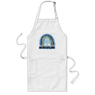 Walking in a Winter Wonderland Blue Rainbow Long Apron