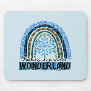 Walking in a Winter Wonderland   Blue Rainbow Mouse Mat