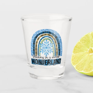 Walking in a Winter Wonderland Blue Rainbow Shot Glass