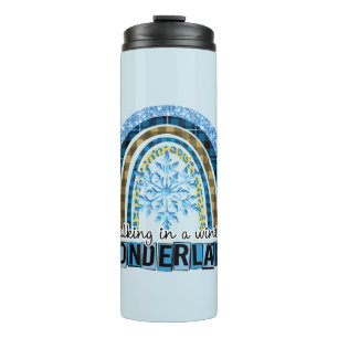 Walking in a Winter Wonderland Blue Rainbow Thermal Tumbler