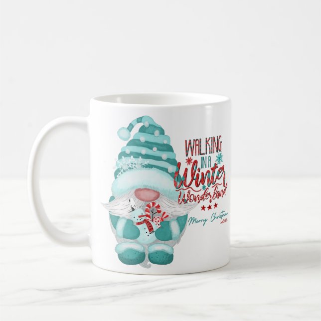 WALKING IN A WINTER WONDERLAND gnome christmas     Coffee Mug (Left)