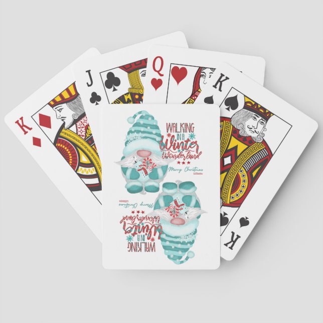 WALKING IN A WINTER WONDERLAND gnome christmas     Playing Cards (Back)