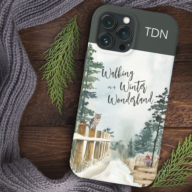 Walking in a Winter Wonderland Landscape Monogram Case-Mate iPhone Case (Creator Uploaded)