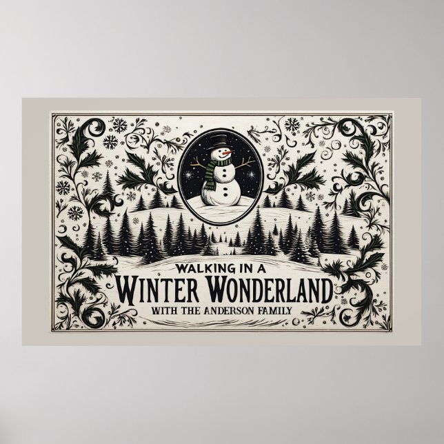Walking in a Winter Wonderland Snowman Poster (Front)
