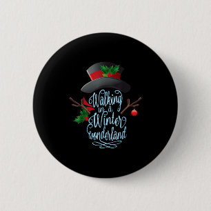 Walking In A Winter Wonderland Snowman Vintage Chr 6 Cm Round Badge