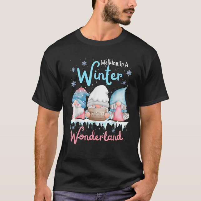 Walking In A Winter Wonderland Three Gnome Funny C T-Shirt (Front)
