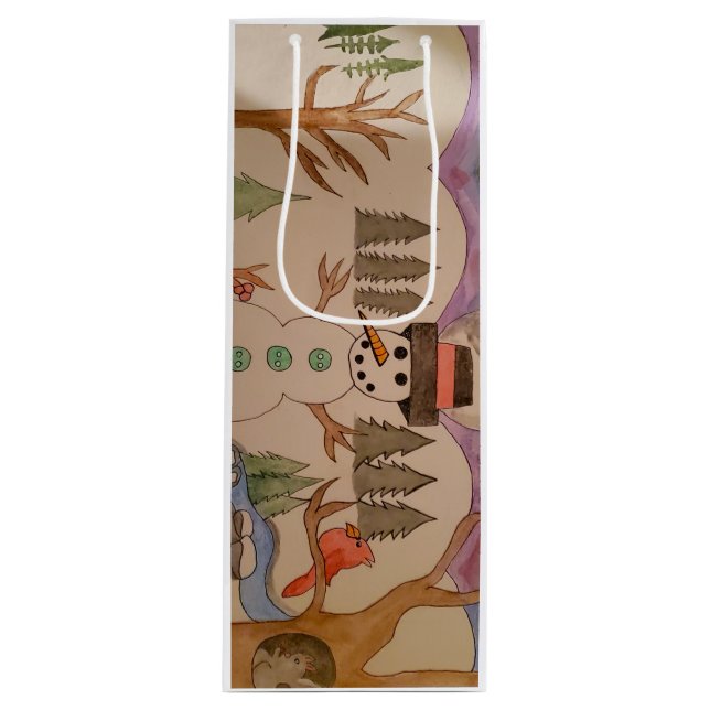 Walking In A Winter Wonderland  Wine Gift Bag (Front)
