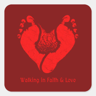 Walking in Faith & Love Christian Design Square Sticker