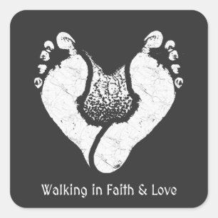 Walking in Faith & Love Christian Design Square Sticker