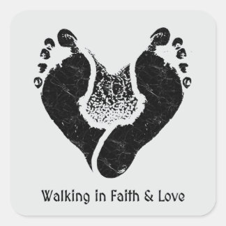 Walking in Faith & Love Christian Design Square Sticker