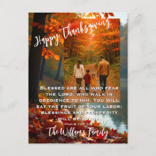 Walking in Grace: Autumn Family Thanksgiving  Holiday Postcard