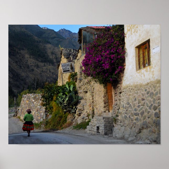 Walking in Ollantaytambo, Peru Poster (Front)