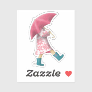 Walking in the Rain illustrated sticker 