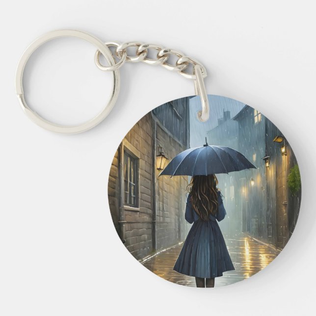 Walking in the rain key ring (Front)