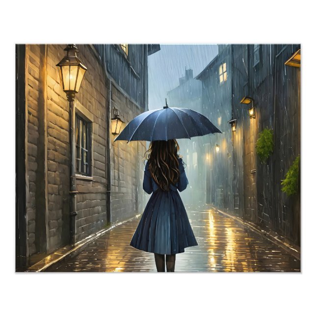 Walking in the rain photo print (Front)