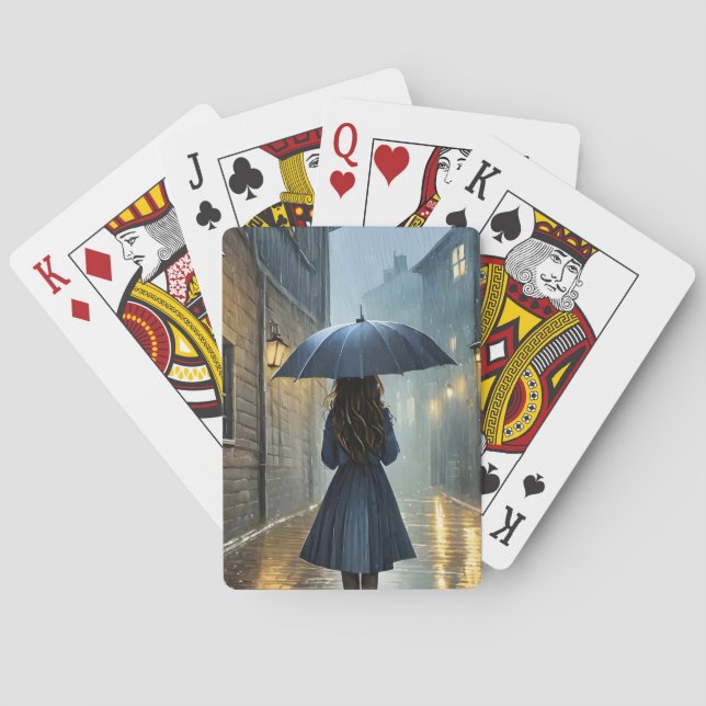 Walking in the rain playing cards (Back)