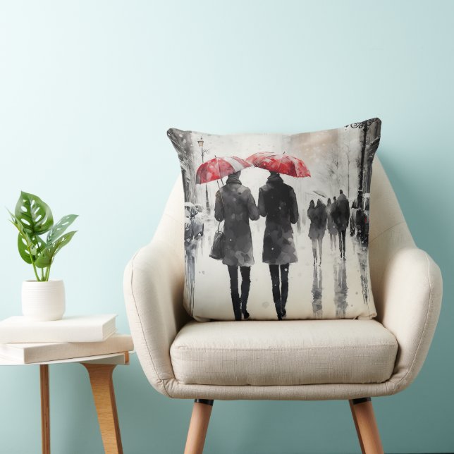 Walking in the Rain Watercolor Cushion (Chair)