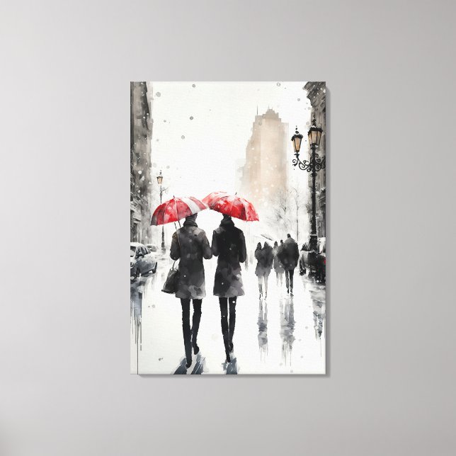 Walking in the Rain Watercolor Print (Front)