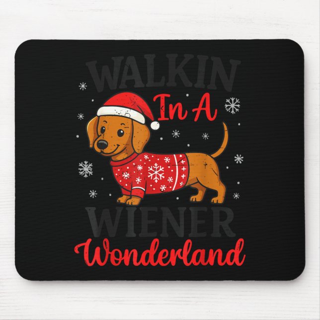 Walking In Weiner Wonderland Mini Dachshund Christ Mouse Mat (Front)