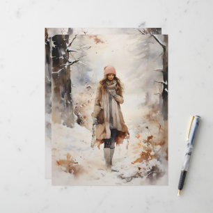 Walking in Winter Woodland Scrapbook Paper