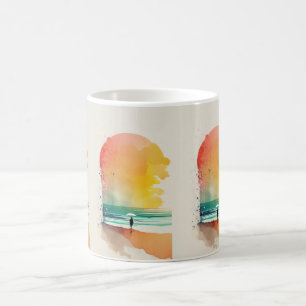 Walking into the Waves Abstract Beach Art  Coffee Mug