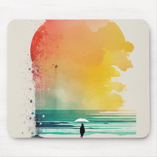 Walking into the Waves Abstract Beach Art Mouse Mat (Front)