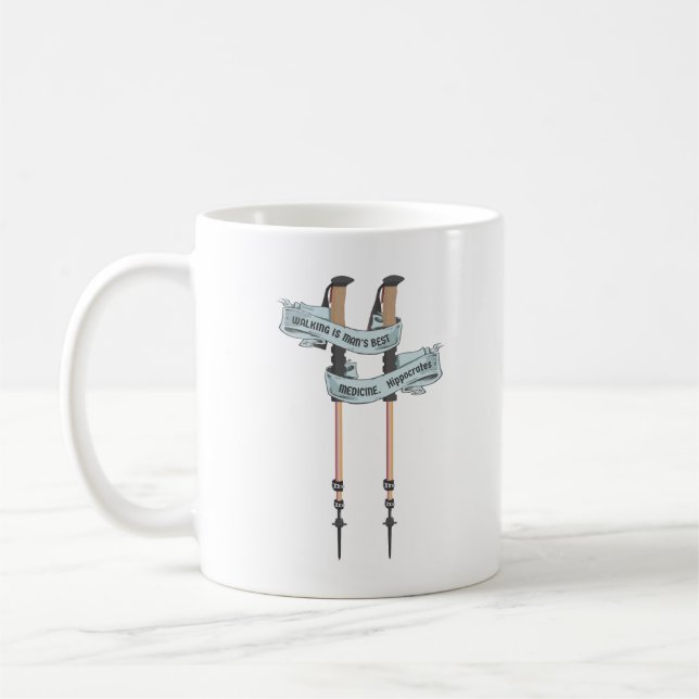 walking is the best medic Hippocrates hiking pulse Coffee Mug (Left)