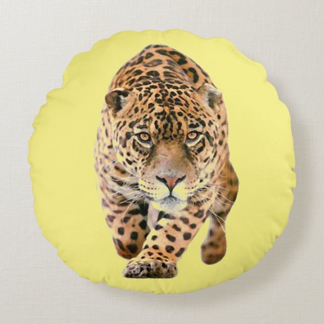 Walking Jaguar Eyes Round Cushion (Front)