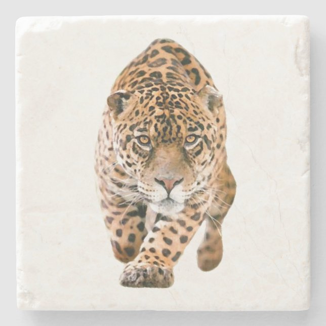 Walking Jaguar Eyes Stone Coaster (Front)