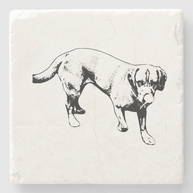 Walking Labrador Licking Ink Art Coaster (Front)