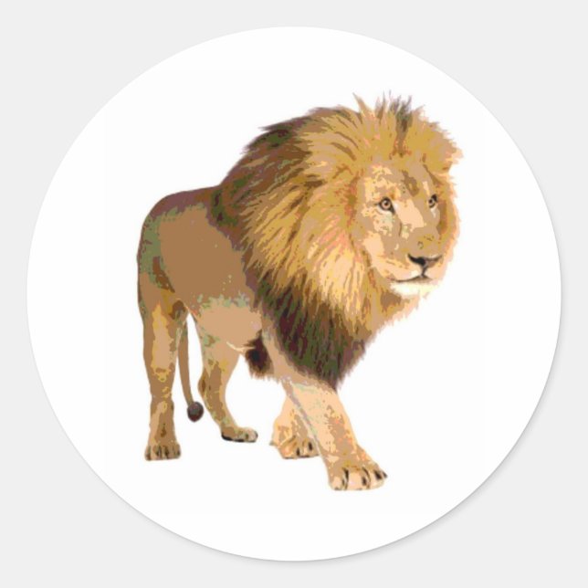 Walking Lion Classic Round Sticker (Front)