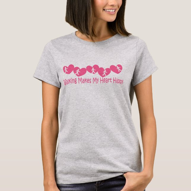 Walking Makes My Heart Happy T-Shirt (Front)