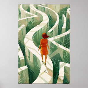 Walking Maze Poster - Fun and Challenging Maze Art