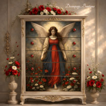 Walking Meadow Angel Earth Tone Vintage Decoupage