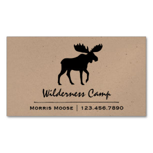 Walking Moose Silhouette   Wildlife Wild Animal Magnetic Business Card
