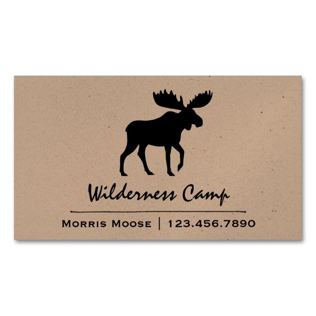 Walking Moose Silhouette | Wildlife Wild Animal Magnetic Business Card (Front)