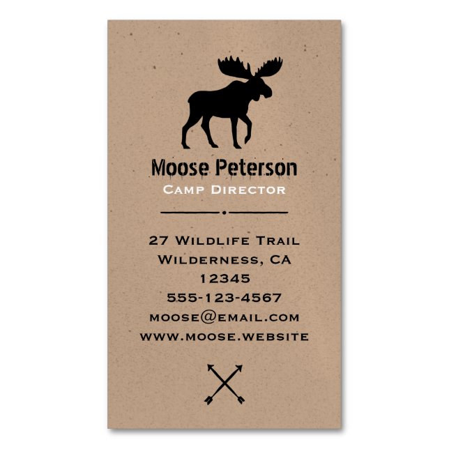 Walking Moose Silhouette | Wildlife Wild Animal Magnetic Business Card (Front Vertical)
