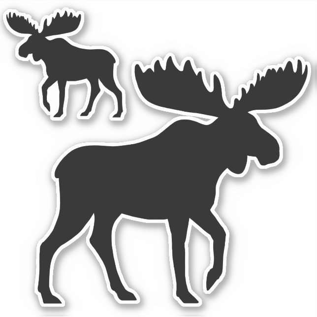 Walking Moose Silhouettes Vinyl Sticker Set (Front)