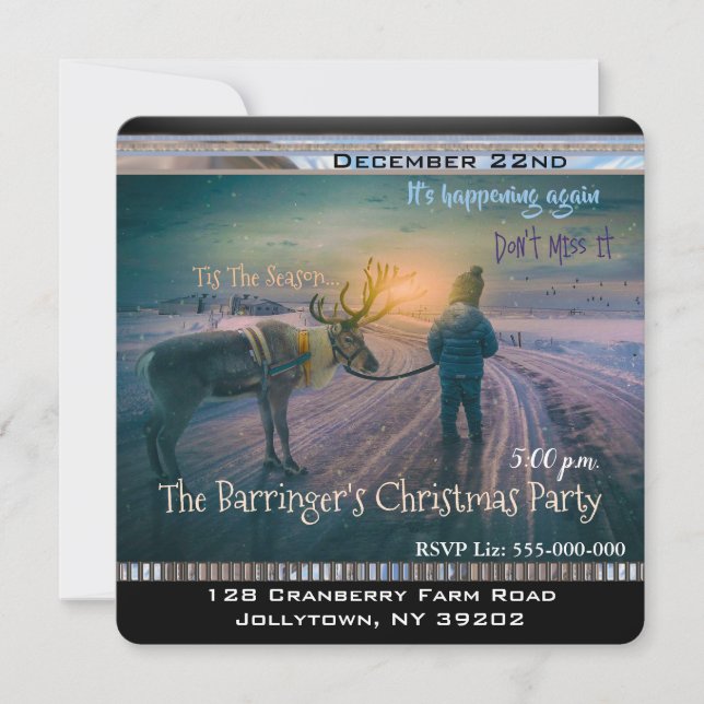 Walking My Reindeer Annual Christmas Party Invitation (Front)