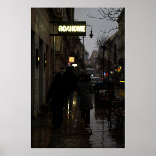 Walking On A Rainy Evening Poster
