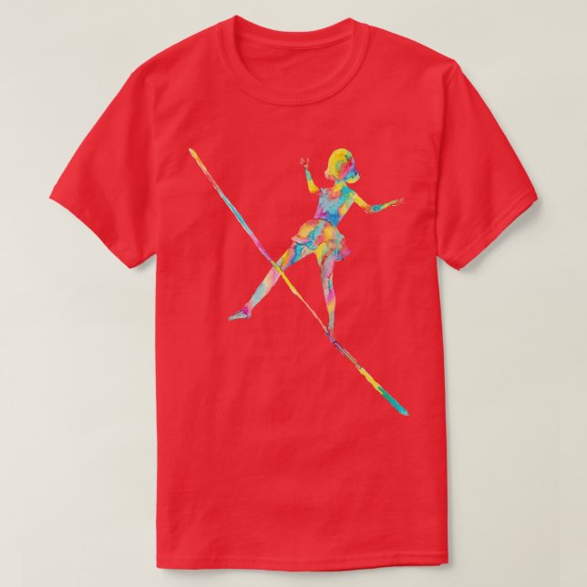 Walking on rope slacklining tightrope circus artis T-Shirt (Design Front)
