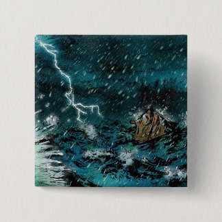 walking on water Jesus 15 Cm Square Badge