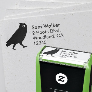Walking Owl Silhouette Return Address Self-inking Stamp