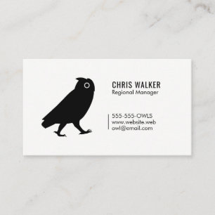 Walking Owl Silhouette Simple Black and White Business Card