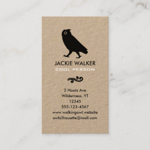 Walking Owl Silhouette   Simple Wildlife Business Card